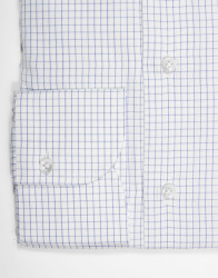 Patrick Hellmann Collection White Shirt With Small Blue Squares Pattern thumbnail 3